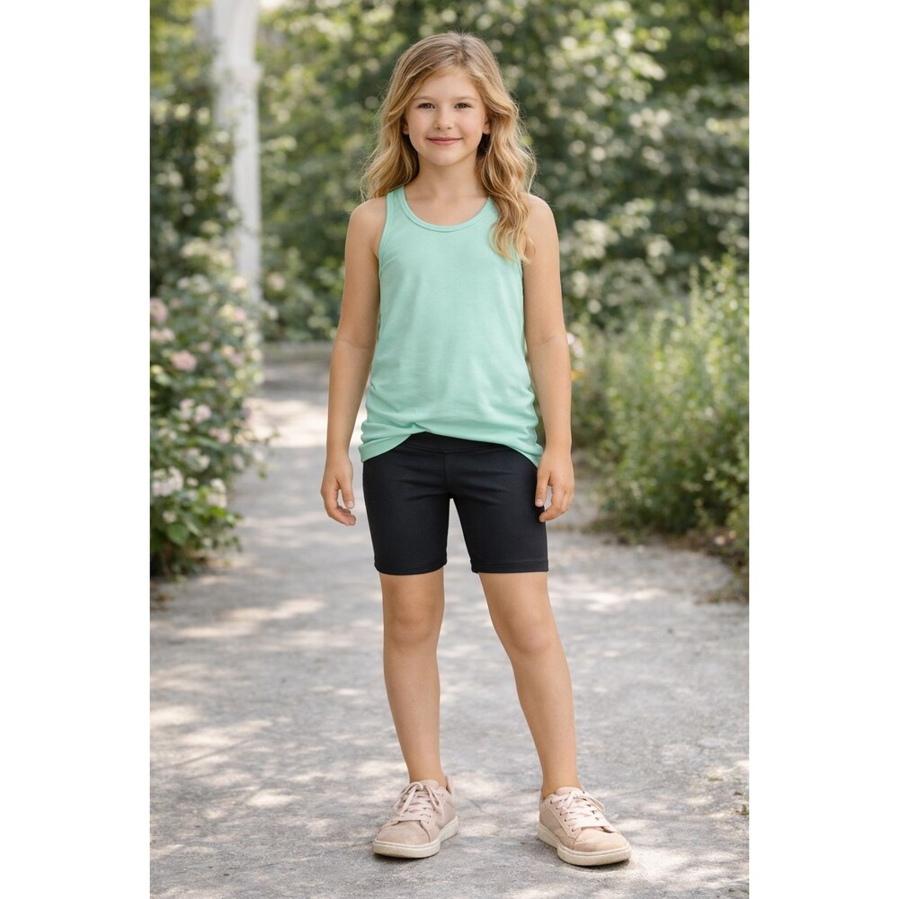 MONDETTA Kids Girls 2pc Shorts Black HighRise Stretch SMALL 7-8 Activewear Biker